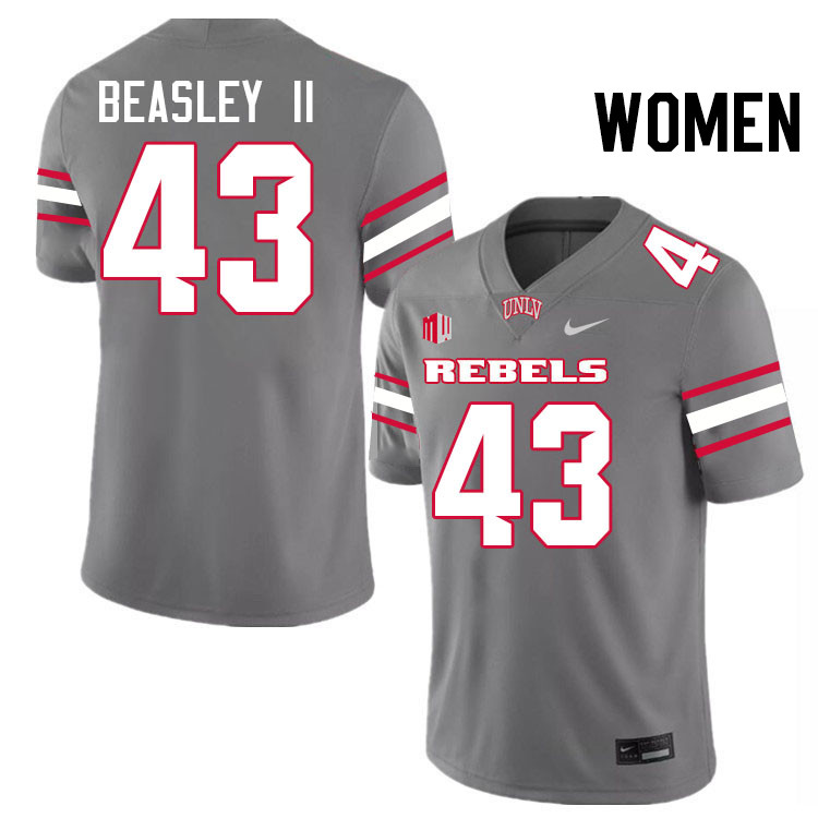 Women #43 Jae Beasley II UNLV Rebels College Football Jerseys Stitched-Grey